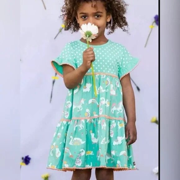 Matilda Jane Blue Fun at the Circus Girl's Short Sleeve Dress - Picture 1 of 7